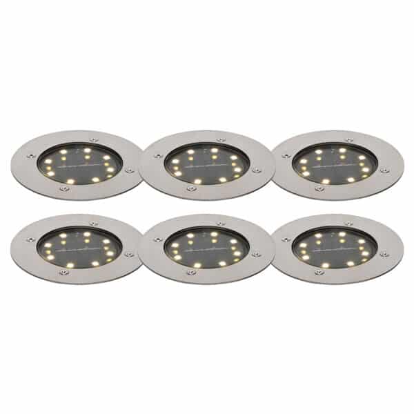 QAZQA 6er Set Bodenstrahler Stahl inkl. LED IP65 Solar - Terry