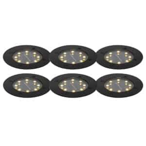 QAZQA 6er Set Bodenstrahler schwarz inkl. LED IP65 Solar - Terry