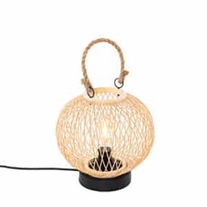 QAZQA Ländliche Outdoor-Tischlampe aus Rattan – Calamus