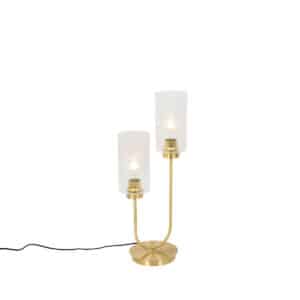 QAZQA Art-Deco-Tischlampe Gold mit Glas 2-flammig - Laura