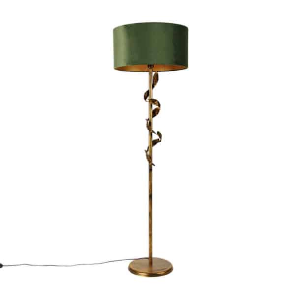 QAZQA Vintage Stehlampe Antik Gold mit grünem Schirm - Linden