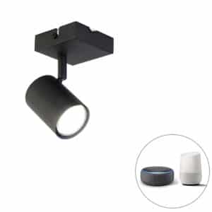 QAZQA Smart Spot schwarz verstellbar quadratisch inkl. WiFi GU10 - Jeana