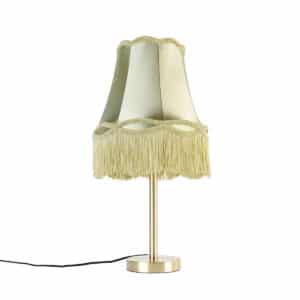 QAZQA Klassische Tischlampe Messing mit Granny Shade grün 30 cm - Simplo