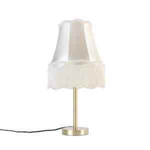 QAZQA Klassische Tischlampe Messing mit Granny-Schirm creme 30 cm - Simplo