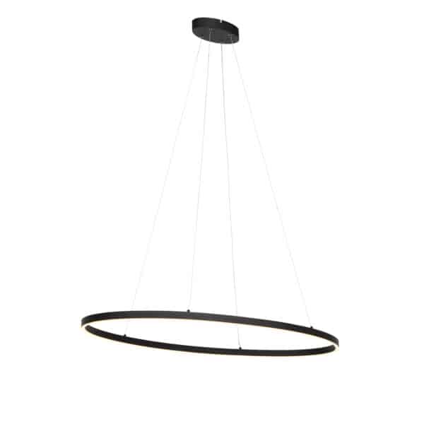 QAZQA Design Hängelampe schwarz oval inkl. LED 3-stufig dimmbar - Ovallo