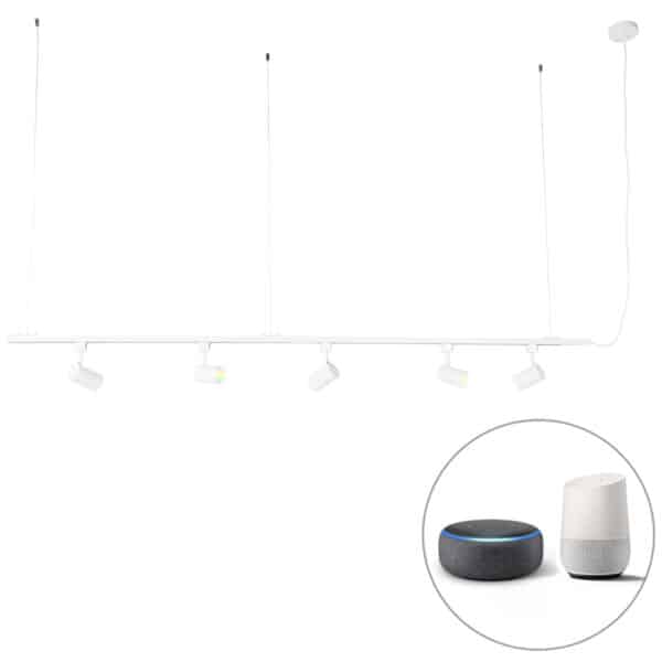 QAZQA Smartes Schienensystem weiß 1-phasig inkl. 5 WiFi GU10 - Jeana