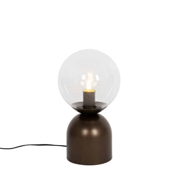 QAZQA Hotel-Chic-Tischlampe aus dunkler Bronze mit klarem Glas – Pallon Trend