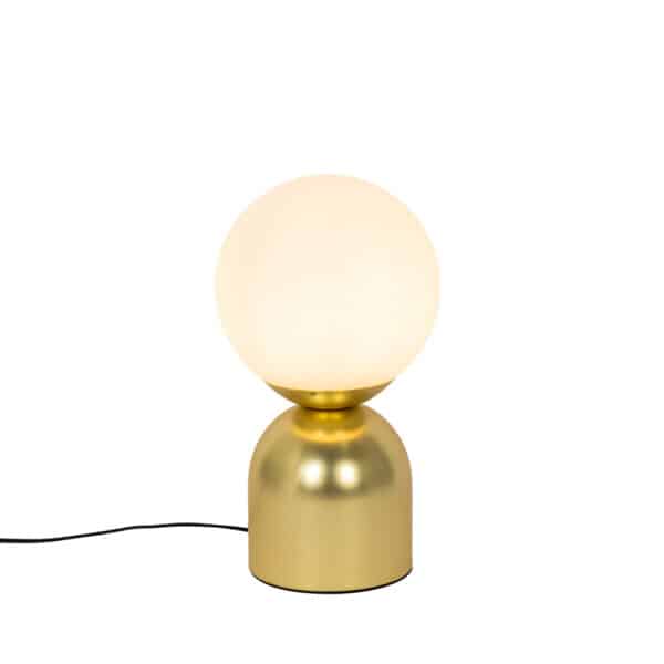 QAZQA Hotel-Chic-Tischlampe Gold mit Opalglas - Pallon Trend