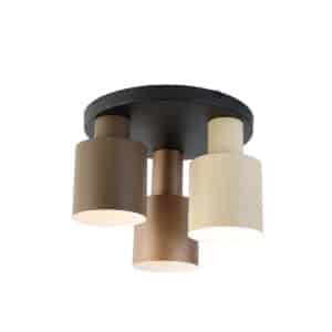 Trio Leuchten Deckenleuchte Bronze mit Taupe und Beige 3-flammig - Ans