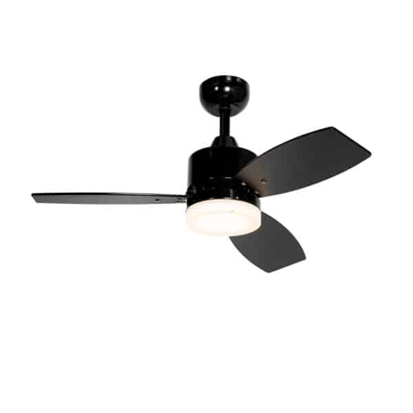 QAZQA Deckenventilator schwarz inkl. LED mit Fernbedienung IP44 - Toledo