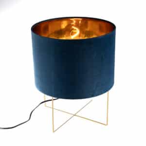 Honsel Moderne Tischlampe blau mit Gold - Rosalina