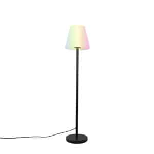 QAZQA Smarte Stehleuchte schwarz mit weißem Schirm 35 cm IP65 inkl. LED - Virginia