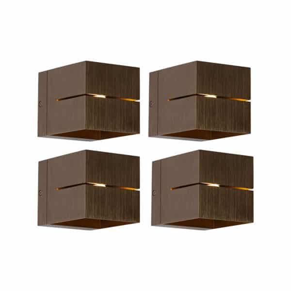 QAZQA Set mit 4 Smart Wandleuchten Dunkelbronze 9