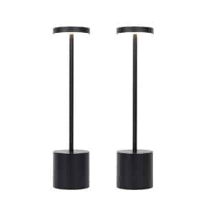 QAZQA Set of 2 Outdoor Table Lamps Black Incl. LED and Dimmer Rechargeable - Dupont