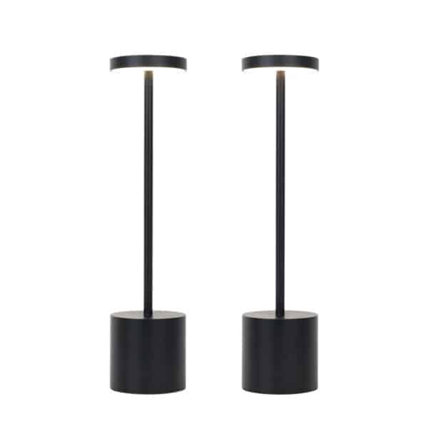 QAZQA Set of 2 Outdoor Table Lamps Black Incl. LED and Dimmer Rechargeable - Dupont