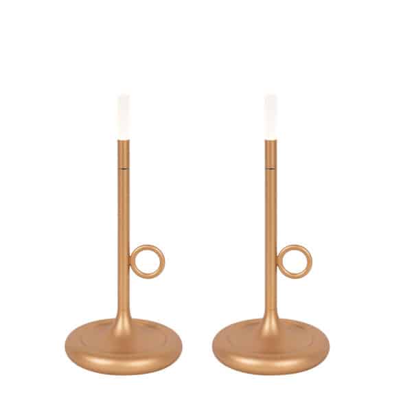 QAZQA Set mit 2 Outdoor-Tischlampen gold mit Dimmer wiederaufladbar - Sjarel