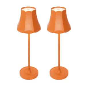 QAZQA Set mit 2 Retro-Tischleuchten orange wiederaufladbar IP44 - Granny