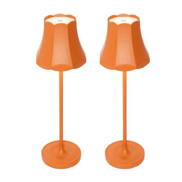 QAZQA Set mit 2 Retro-Tischleuchten orange wiederaufladbar IP44 - Granny