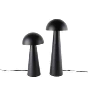 QAZQA Set mit 2 intelligenten Außen-Stehleuchten schwarz 50 cm und 65 cm - Mushroom