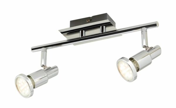 KHG LED-Deckenstrahler chrom 2 Spots ¦ silber ¦ Maße (cm): B: 35 H: 13 T: 8