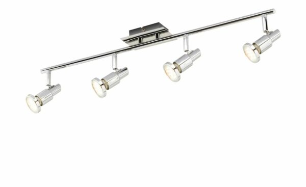 KHG LED-Deckenstrahler mit 4 schwenkbaren Spots ¦ silber ¦ Maße (cm): B: 73 H: 13 T: 8