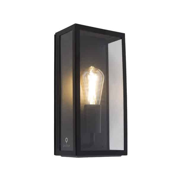 QAZQA Industrielle Außenwandlampe schwarz IP44 mit Glas - Rotterdam