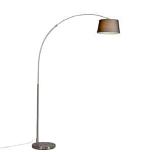 QAZQA Moderne Bogenlampe aus Stahl mit schwarzem Stoffschirm - Arc Basic