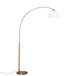 QAZQA Moderne Bogenlampe Kupfer mit weißem Schirm - Arc Basic