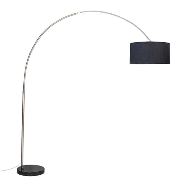 QAZQA Bogenlampe Stahl schwarzer Lampenschirm 50 cm - XXL