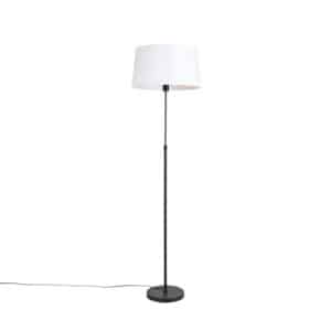 QAZQA Schwarze Stehlampe mit weißem Leinenschirm 45 cm verstellbar - Parte