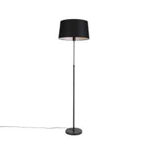 QAZQA Stehlampe schwarz mit schwarzem Leinenschirm 45cm verstellbar - Parte