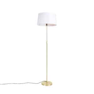 QAZQA Stehlampe Gold / Messing mit Leinenschirm weiß 45 cm - Parte