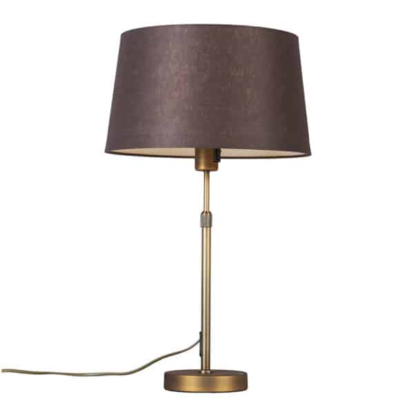 QAZQA Tischlampe Bronze mit Schirm braun 35 cm verstellbar - Parte