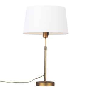 QAZQA Tischlampe Bronze mit Schirm weiß 35 cm verstellbar - Parte