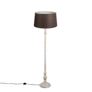 QAZQA Stehlampe mit Leinenschirm braun 45 cm - Classico