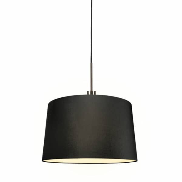 QAZQA Moderne Hängelampe Stahl mit Schirm 45 cm schwarz - Combi 1