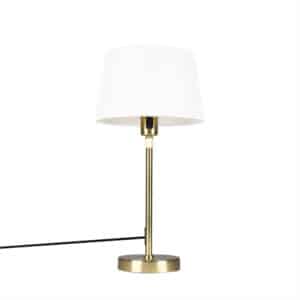 QAZQA Tischlampe Gold / Messing mit Lampenschirm weiß 25 cm verstellbar - Parte