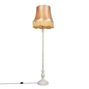 QAZQA Graue Stehlampe mit Granny-Lampenschirm Gold - Classico