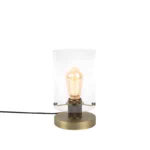 QAZQA Skandinavische Tischlampe Bronze mit Glas - Dome