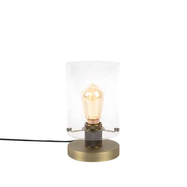 QAZQA Skandinavische Tischlampe Bronze mit Glas - Dome