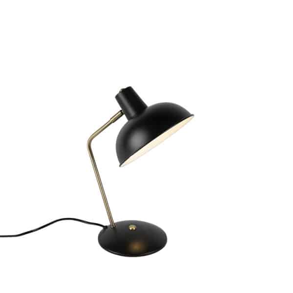 QAZQA Retro Tischlampe schwarz mit Bronze - Milou