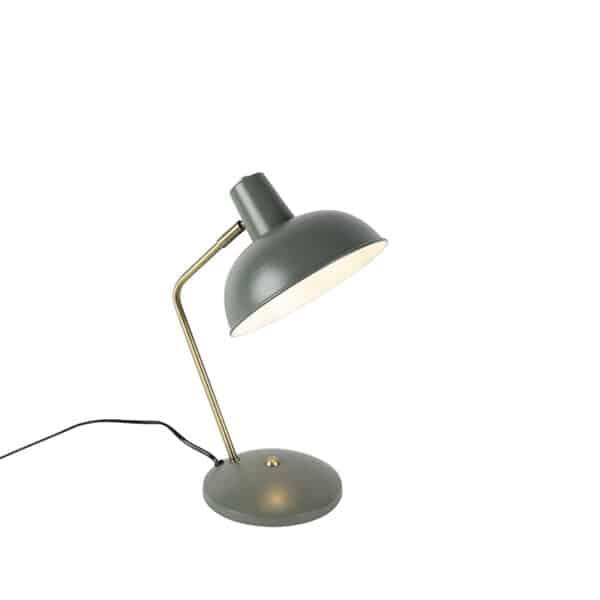 QAZQA Retro Tischlampe grün mit Bronze - Milou