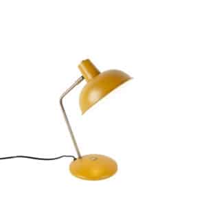 QAZQA Retro Tischlampe gelb mit Bronze - Milou