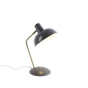 QAZQA Retro Tischlampe taupe mit Bronze - Milou