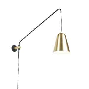 QAZQA Retro Wandleuchte Gold / Messing mit Schirm - Demi