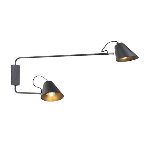 QAZQA Design Wandleuchte schwarz 2-Licht einstellbar - Lune