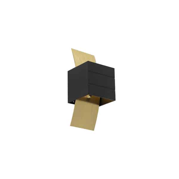 QAZQA Design Wandlampe schwarz mit Gold - Amy