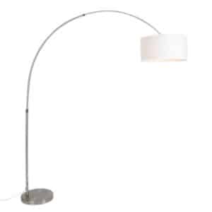 QAZQA Moderne Stahlbogenlampe mit Schirm 50/50/25 weiß verstellbar