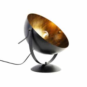 QAZQA Industrielle Tischlampe schwarz mit Gold einstellbar - Magna