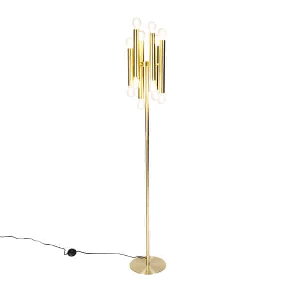 QAZQA Vintage Stehlampe Gold 12-Licht -Tubi